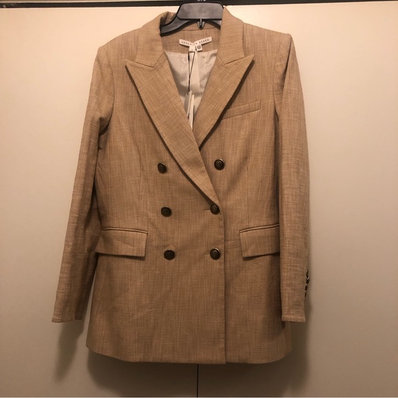 NWT $698 Veronica Beard Ellette Dickey Double Breasted Blazer CAMEL/ CREAM! - Picture 10 of 15